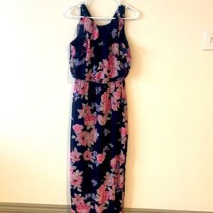 Blue floral long dress excellent condition old navy